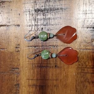 Carnelian & Jade Earrings